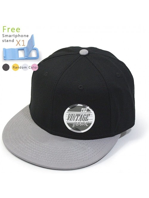 Baseball Caps Premium Plain Cotton Twill Adjustable Flat Bill Snapback Hats Baseball Caps - Gray/Black - CC12BIXI4P7 $14.75