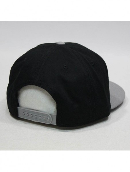 Baseball Caps Premium Plain Cotton Twill Adjustable Flat Bill Snapback Hats Baseball Caps - Gray/Black - CC12BIXI4P7 $14.75