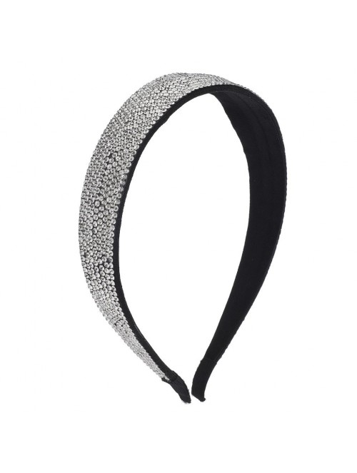 Headbands Multi Row Crystal Rhinestone Black Hard Headband - C917Y0HST2U $13.18