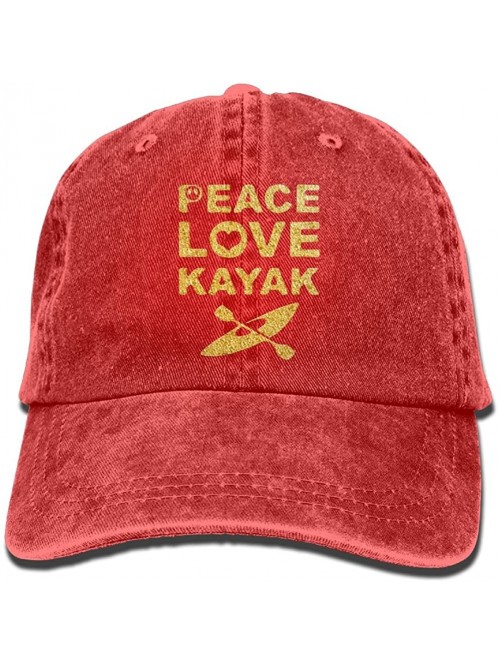 Skullies & Beanies Peace Love Kayak Adult Sport Adjustable Baseball Cap Cowboy Hat - Red - CJ1803R2ANC $19.56
