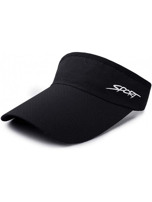 Visors Breathable Men Women Sun Visor Cap Sports Outdoor Adjustable Hat - Black - CI18SIZNGNC $12.75