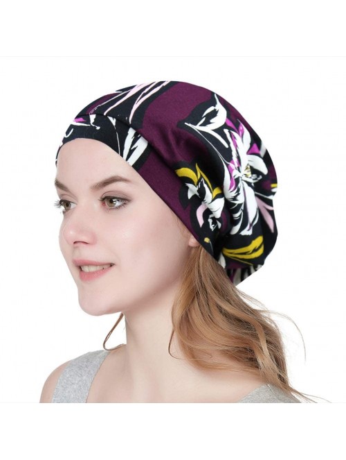 Skullies & Beanies Satin Lined Sleep Cap Slouchy Slap Hat — Soft Elastic Band- Stay All Night - Lily - CP18HUYH2TZ $15.62