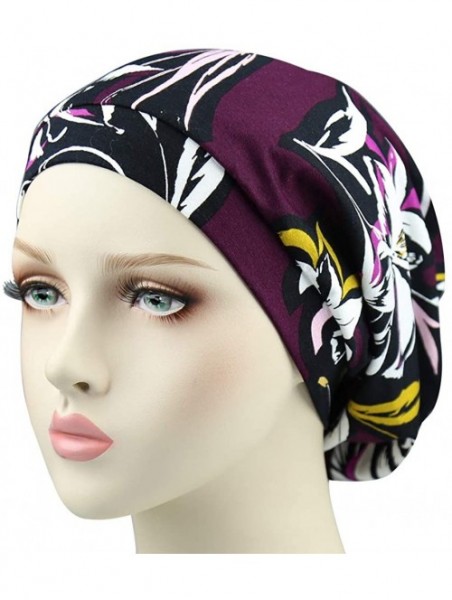 Skullies & Beanies Satin Lined Sleep Cap Slouchy Slap Hat — Soft Elastic Band- Stay All Night - Lily - CP18HUYH2TZ $15.62