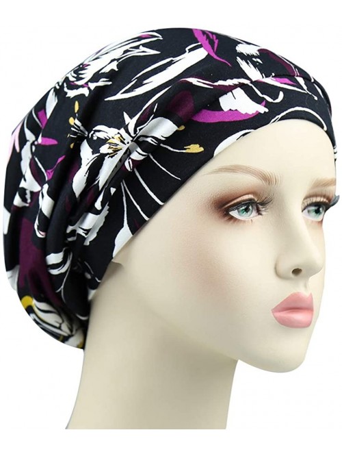 Skullies & Beanies Satin Lined Sleep Cap Slouchy Slap Hat — Soft Elastic Band- Stay All Night - Lily - CP18HUYH2TZ $15.62