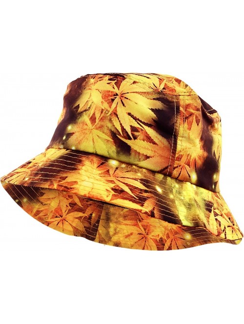 Bucket Hats Floral Galaxy Leaf Aztec Tropical Print Bucket Hat Summer Boonie Cap - 05) Leaf Galaxy - Orange - CK11XOIJ2OR $14.99