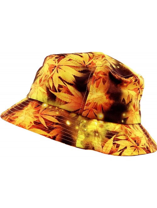 Bucket Hats Floral Galaxy Leaf Aztec Tropical Print Bucket Hat Summer Boonie Cap - 05) Leaf Galaxy - Orange - CK11XOIJ2OR $14.99