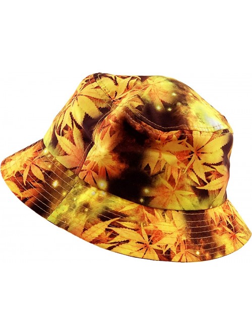 Bucket Hats Floral Galaxy Leaf Aztec Tropical Print Bucket Hat Summer Boonie Cap - 05) Leaf Galaxy - Orange - CK11XOIJ2OR $14.99