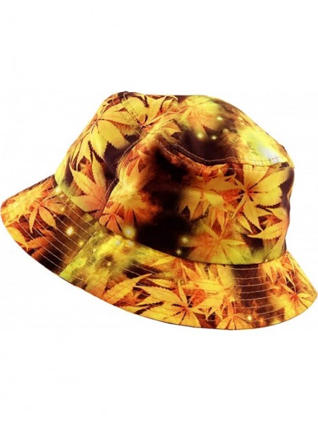 Bucket Hats Floral Galaxy Leaf Aztec Tropical Print Bucket Hat Summer Boonie Cap - 05) Leaf Galaxy - Orange - CK11XOIJ2OR $14.99