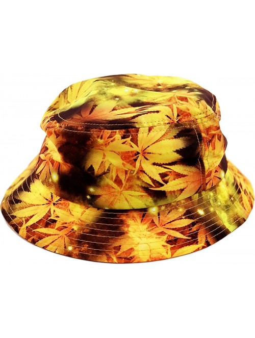 Bucket Hats Floral Galaxy Leaf Aztec Tropical Print Bucket Hat Summer Boonie Cap - 05) Leaf Galaxy - Orange - CK11XOIJ2OR $14.99