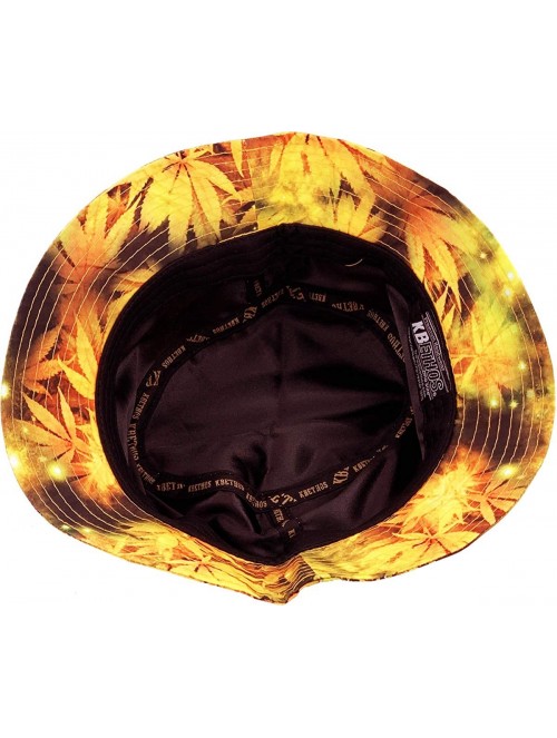 Bucket Hats Floral Galaxy Leaf Aztec Tropical Print Bucket Hat Summer Boonie Cap - 05) Leaf Galaxy - Orange - CK11XOIJ2OR $14.99