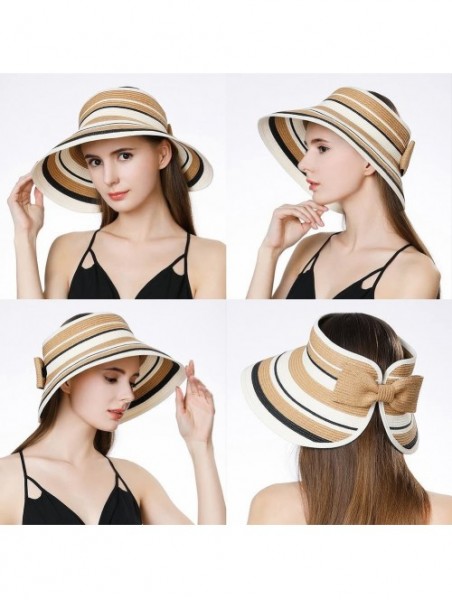 Sun Hats Womens Packable Ponytail Straw Fedora Sun Cloche Hat Summer Beach Panama 56-59cm - Beige_99055 - CH18DCQII0H $19.02