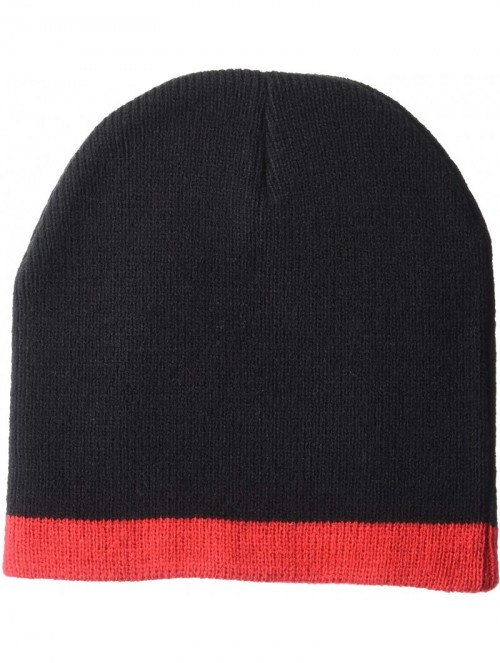 Skullies & Beanies Two-Tone Knit Beanie - Black/ Dark Red - CL18X33KIRN $12.12