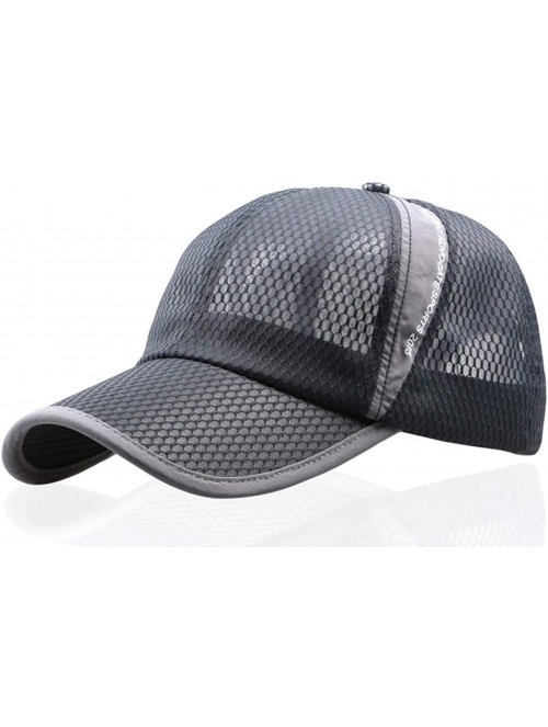 Baseball Caps Unisex Mesh Tennis Cap Outdoor Anti-UV Quick Dry Adjustable Running Baseball Hat - Dark Gray - CU18RX234TZ $17.58