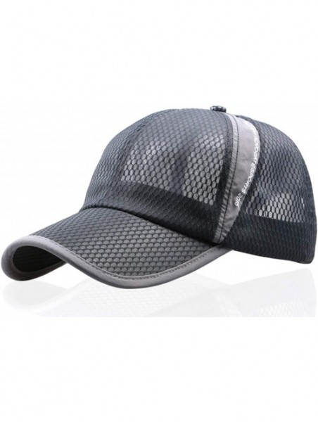 Baseball Caps Unisex Mesh Tennis Cap Outdoor Anti-UV Quick Dry Adjustable Running Baseball Hat - Dark Gray - CU18RX234TZ $17.58