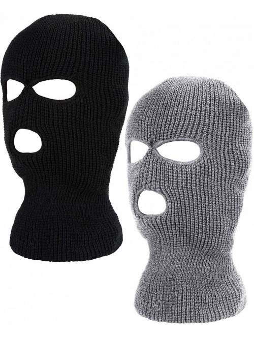 Balaclavas 2 Pieces Knitted Full Face Cover 3-Hole Ski Mask Winter Balaclava Face Mask for Adult Supplies - Black- Grey - CG1...