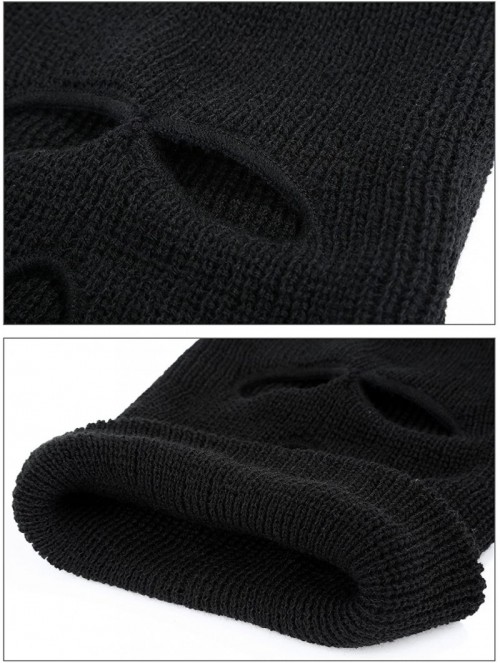 Balaclavas 2 Pieces Knitted Full Face Cover 3-Hole Ski Mask Winter Balaclava Face Mask for Adult Supplies - Black- Grey - CG1...