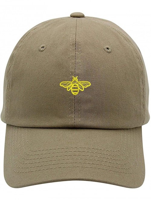 Baseball Caps Bee Embroidered Brushed Cotton Dad Hat Cap - Vc300_khaki - CB18QIOD00H $20.22