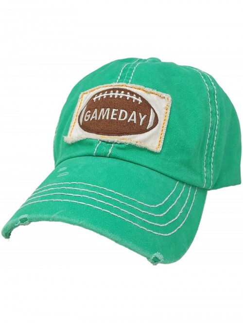 Baseball Caps Distressed Embroidered Patchwork Cotton Baseball Visor Sun Cap Dad Hat - Gameday- Turquoise - CQ18Z4SORI2 $11.89