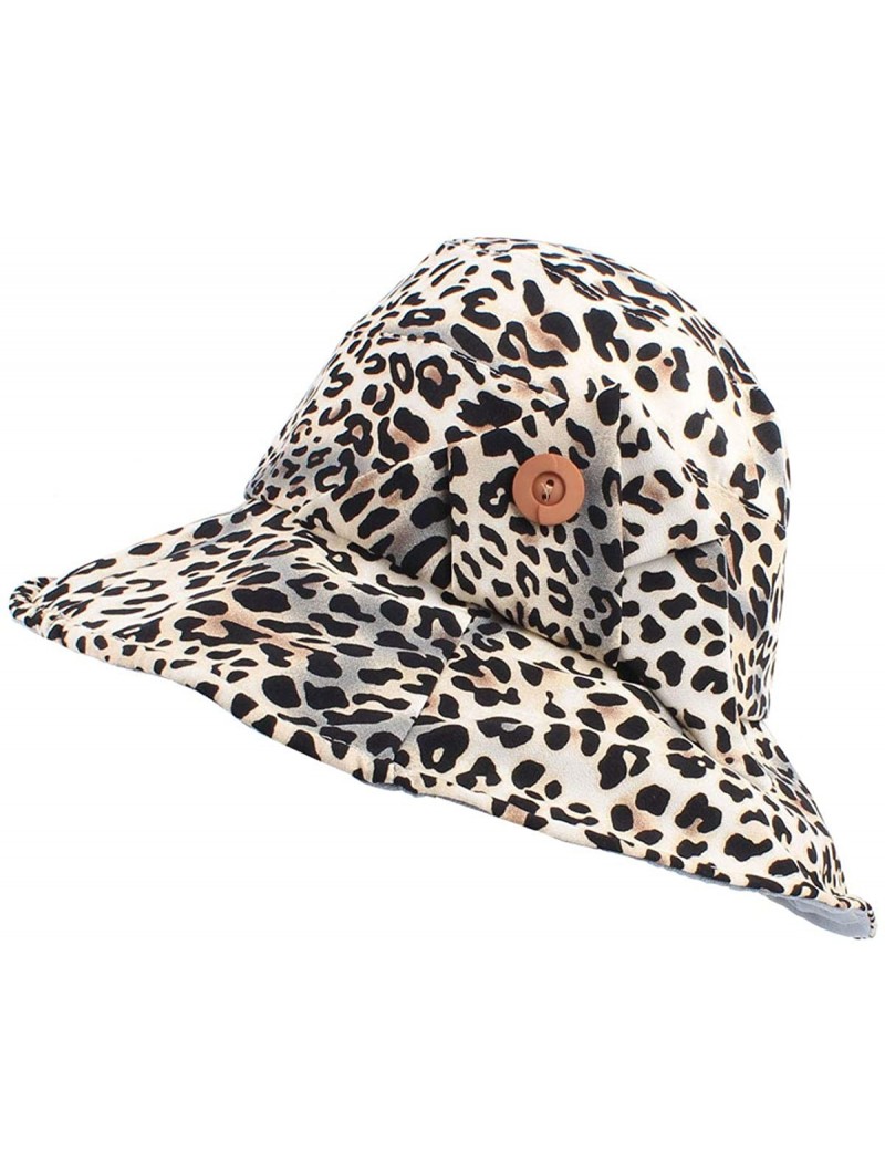 Bucket Hats Foldable Leopard Bucket Hat for Women/Girls- Sun Protection Cap for Spring/Summer/Autumn - Ivory Leopard - C818Q6...