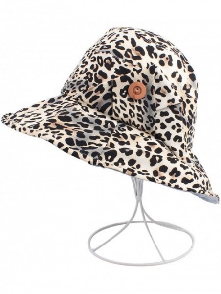 Bucket Hats Foldable Leopard Bucket Hat for Women/Girls- Sun Protection Cap for Spring/Summer/Autumn - Ivory Leopard - C818Q6...