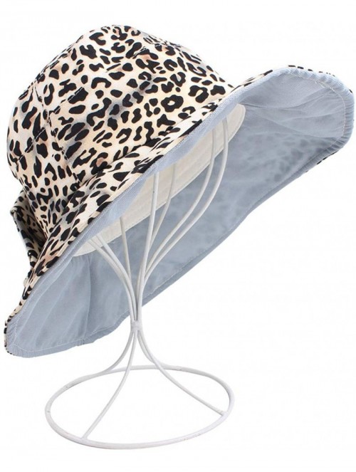 Bucket Hats Foldable Leopard Bucket Hat for Women/Girls- Sun Protection Cap for Spring/Summer/Autumn - Ivory Leopard - C818Q6...