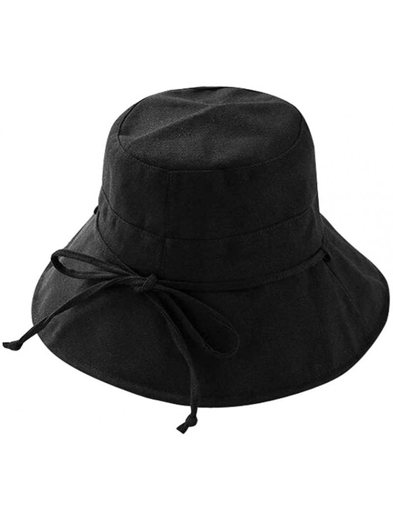 Bucket Hats Women's UV Protection Sun Bucket Beach Cap Outdoor Fisherman Bucket Hat - Black - CS18OCTEW6G $11.42