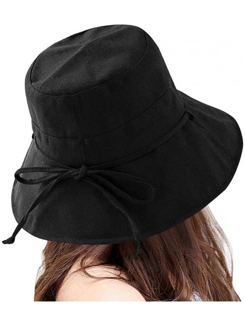 Bucket Hats Women's UV Protection Sun Bucket Beach Cap Outdoor Fisherman Bucket Hat - Black - CS18OCTEW6G $11.42