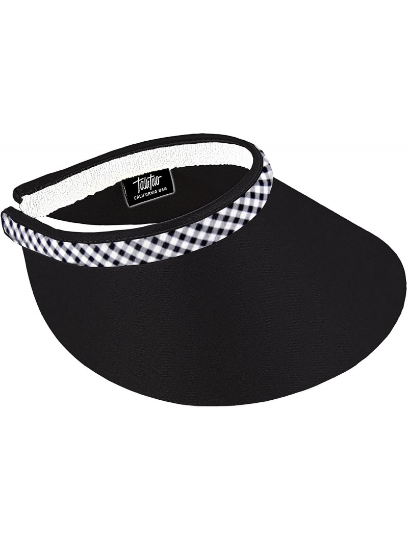 Visors Women's Large Brim Clip On Visor - Black/Black-white Checks - C917YEY53C3 $28.43