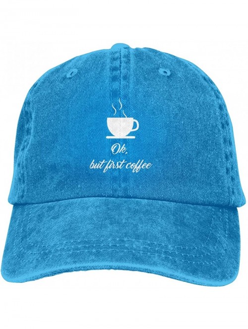 Baseball Caps OK BUT First Coffee Baseball Hat Men and Women Summer Sun Hat Travel Sunscreen Cap Fishing Outdoors - Blue33 - ...