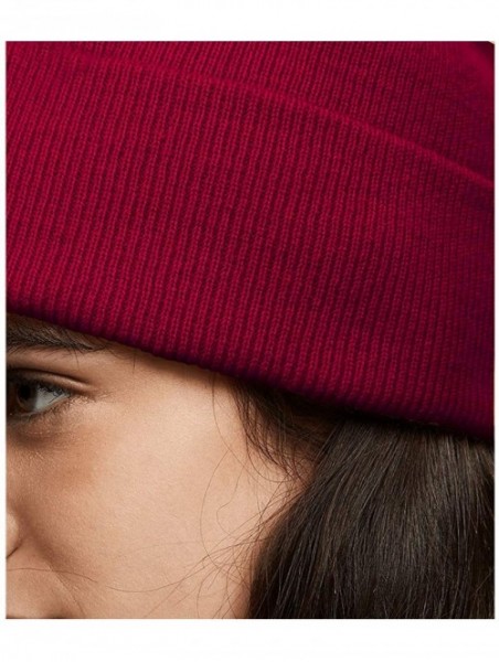 Skullies & Beanies red Cuffed Beanie Knit Hat Skull Beanies Cap Fine Knit for Men Women - Red - CW193O5CECD $23.06