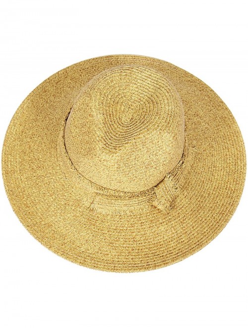 Sun Hats Beach Sun Hats for Women Large Sized Paper Straw Wide Brim Summer Panama Fedora - Sun Protection - Knot Natural - CG...