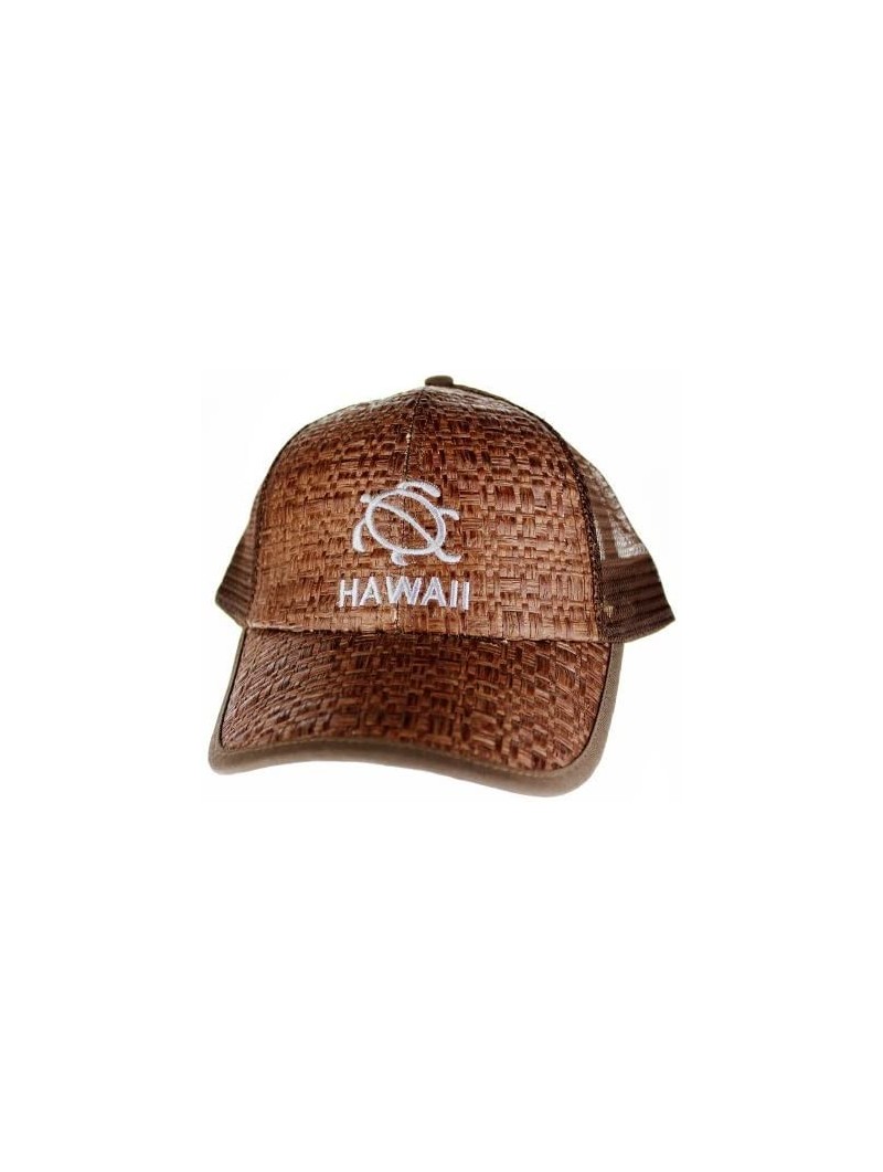 Baseball Caps Embroidered Hono Sea Turtle Hawaii Cap Hat- Brown Straw Front Brown Mesh Back - CZ116N5AJ67 $26.89