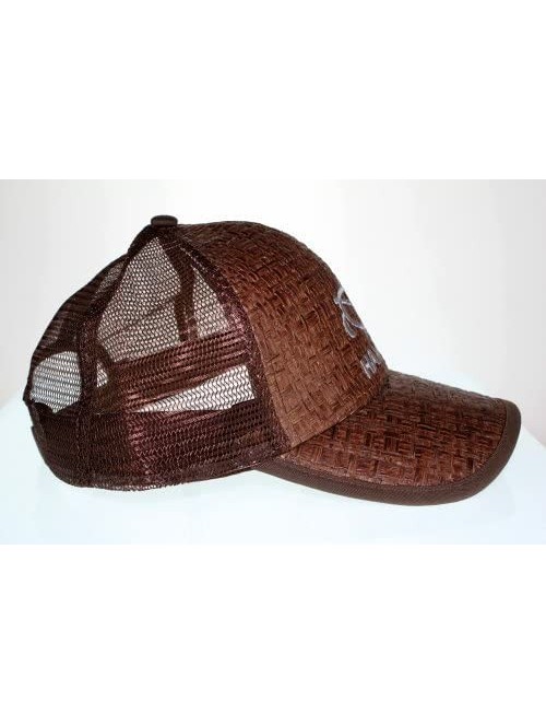 Baseball Caps Embroidered Hono Sea Turtle Hawaii Cap Hat- Brown Straw Front Brown Mesh Back - CZ116N5AJ67 $26.89