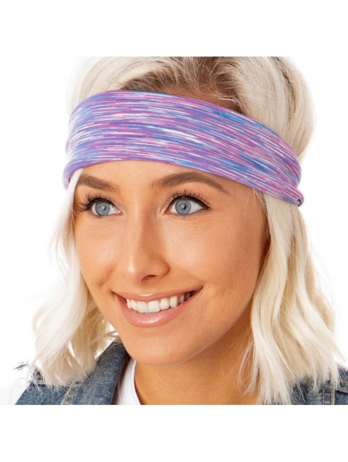 Headbands Xflex Space Dye Adjustable & Stretchy Wide Headbands for Women - Heavyweight Space Dye Violet - C417X6QLZX4 $18.99