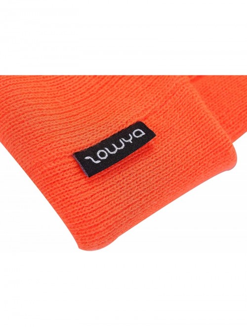 Skullies & Beanies Winter Warm Knit Cuff Beanie - Skull Cap Ski Cap - Daily Beanie for Men & Women - Neon Orange - C118IK2HU2...