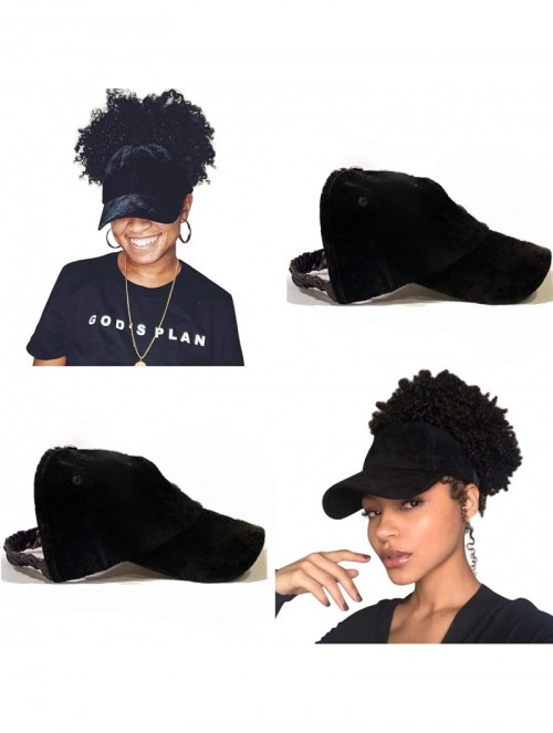 Baseball Caps Natural Hair Backless Cap - Satin Lined Baseball Hat for Women - Black Velour - CD1966NWTLG $31.80
