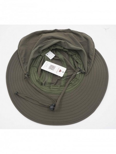 Sun Hats Mens UPF 50+ Sun Protection Cap Wide Brim Fishing Hat with Neck Flap - Army Green - CQ12G1133W5 $18.89