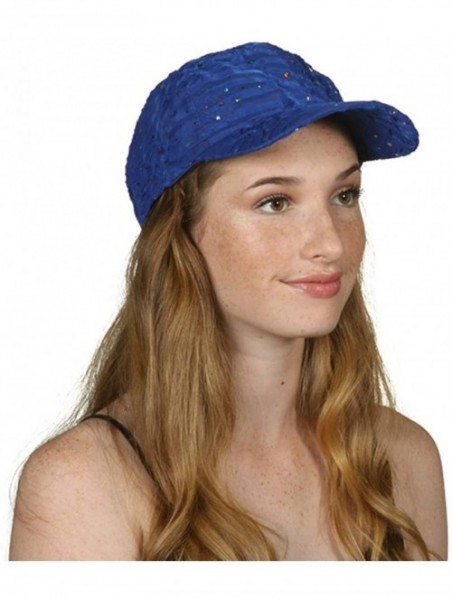 Baseball Caps Womens Sequin Trim Baseball Cap - Royal - CJ11THI9ROD $10.22