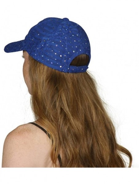 Baseball Caps Womens Sequin Trim Baseball Cap - Royal - CJ11THI9ROD $10.22