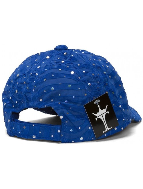 Baseball Caps Womens Sequin Trim Baseball Cap - Royal - CJ11THI9ROD $10.22