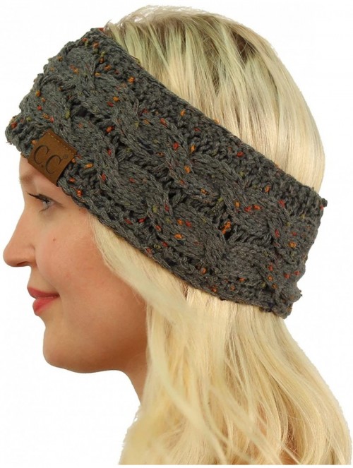 Cold Weather Headbands Winter CC Confetti Warm Fuzzy Fleece Lined Thick Knit Headband Headwrap Hat Cap - Dk. Melange Gray - C...