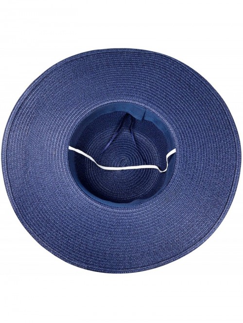 Sun Hats Womens Bowknot Straw Hat Foldable Beach Sun Hat Roll up UPF 50+ - "Ad Navy 5.9"" Brim" - C318UHKZQ7Z $16.79