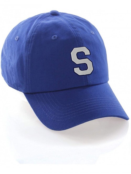 Baseball Caps Customized Letter Intial Baseball Hat A to Z Team Colors- Blue Cap Navy White - Letter S - C318NKDCGEE $16.35