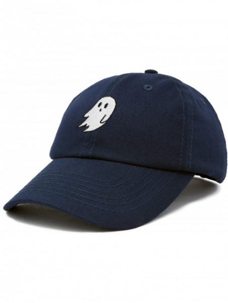 Baseball Caps Ghost Embroidery Dad Hat Baseball Cap Cute Halloween - Navy Blue - CZ18YR5AUZI $18.28