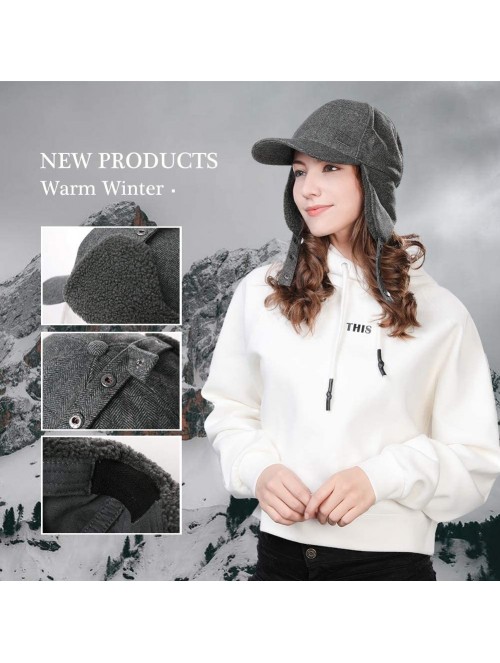 Newsboy Caps Mens Womens Winter Wool Baseball Cap with Ear Flaps Faux Fur Earflap Trapper Hunting Hat for Cold Weather - CQ18...