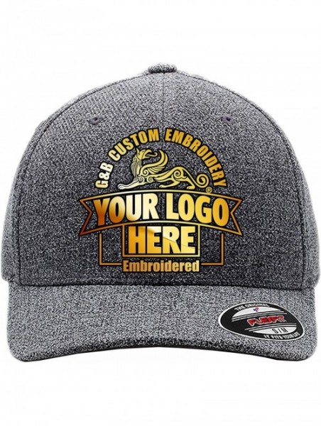 Visors Custom Hat 6277 and 6477 Flexfit caps Embroidered. Place Your Own Logo or Design - Melange Dark - C9188XZQ6ZG $42.70