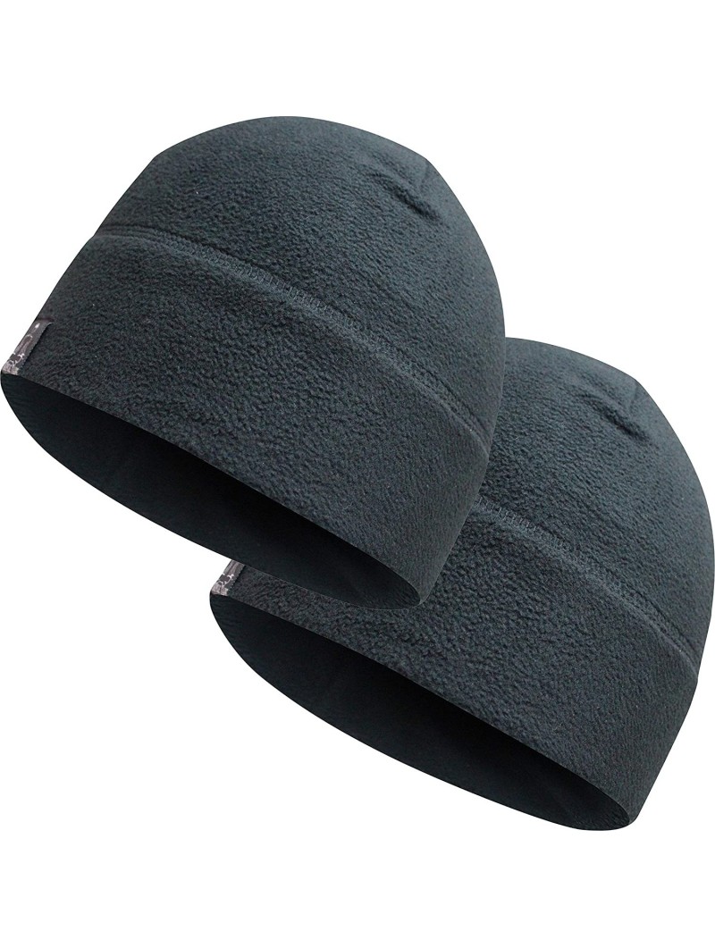 Skullies & Beanies Tactical Fleece Watch Cap Beanie - Skull Cap Fleece Hat - Mens & Women - [2-pack] Black - CW18Z54E4R0 $13.30