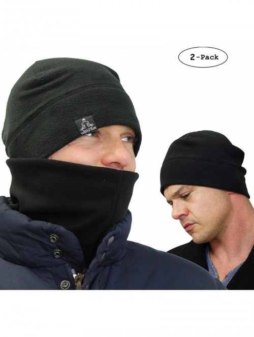 Skullies & Beanies Tactical Fleece Watch Cap Beanie - Skull Cap Fleece Hat - Mens & Women - [2-pack] Black - CW18Z54E4R0 $13.30