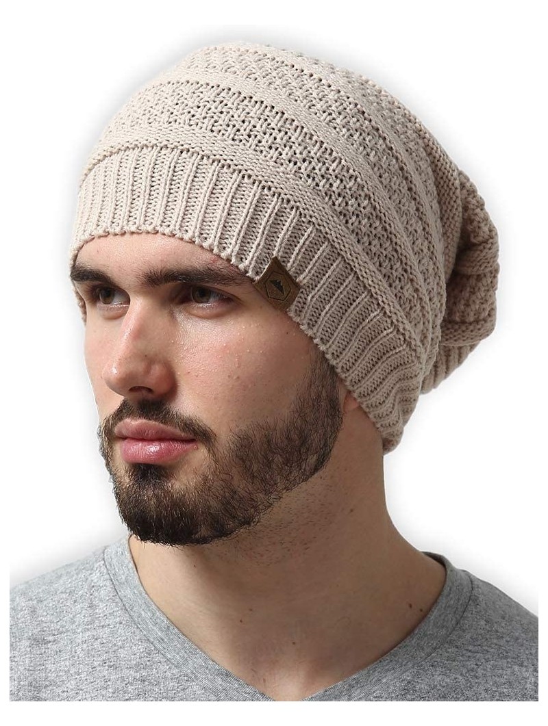 Skullies & Beanies Slouchy Cable Knit Beanie for Men & Women - Winter Toboggan Hats for Cold Weather - Oversized Slouch Beani...