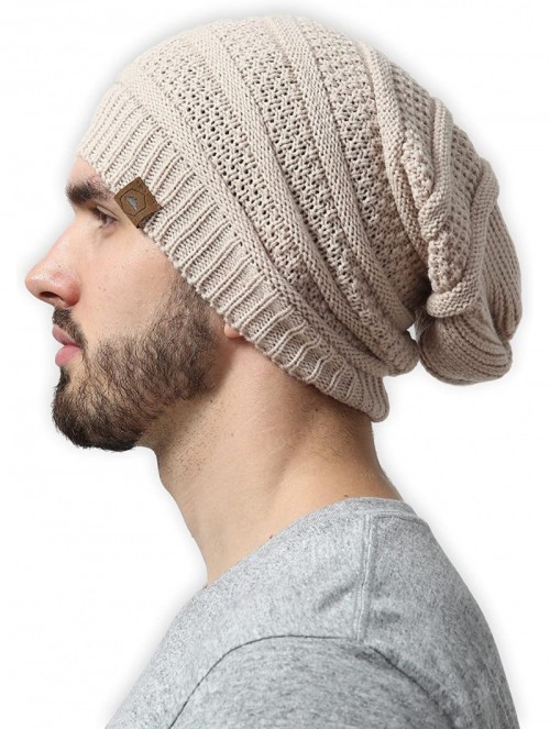 Skullies & Beanies Slouchy Cable Knit Beanie for Men & Women - Winter Toboggan Hats for Cold Weather - Oversized Slouch Beani...